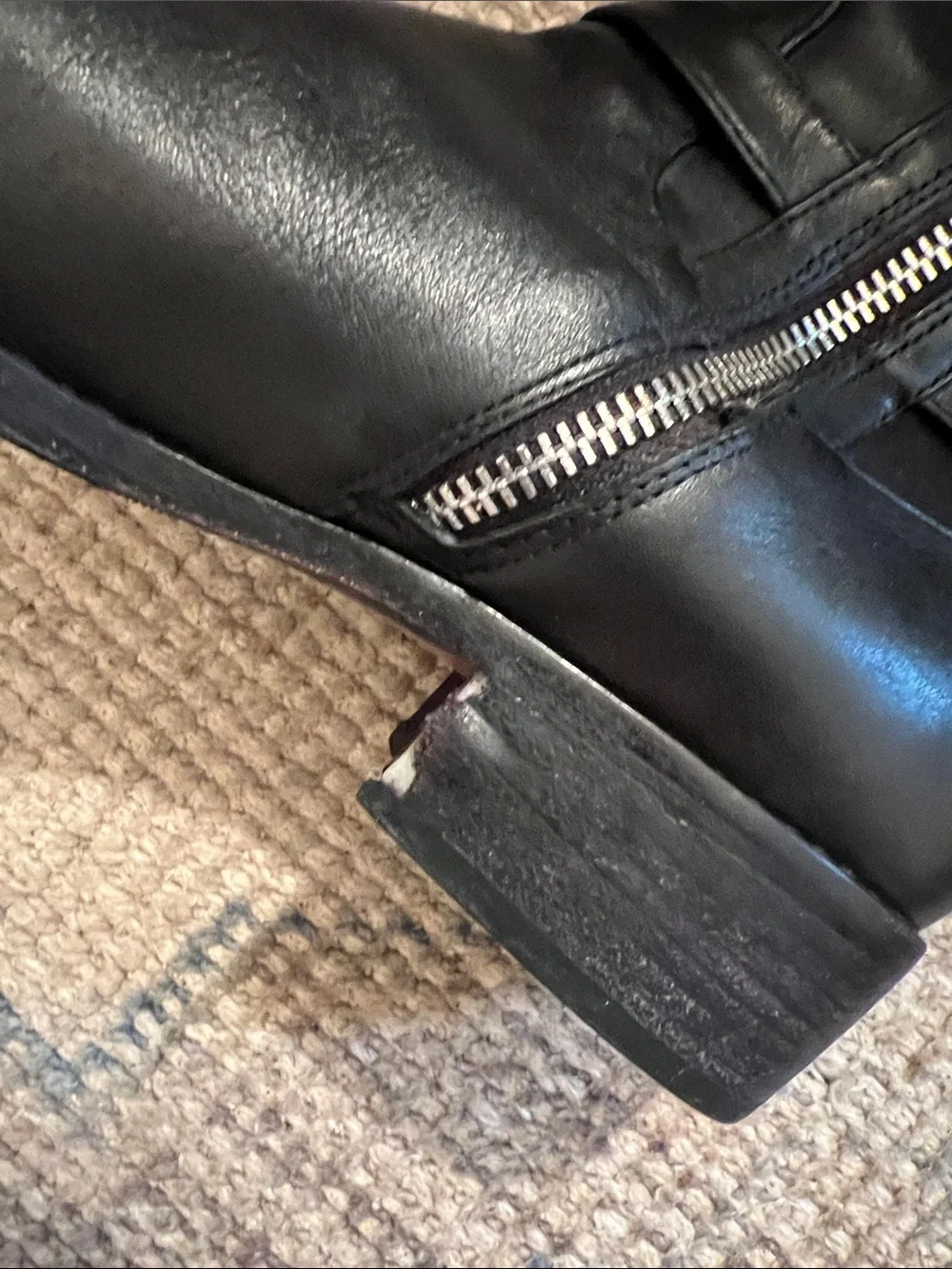 Donald J. Pliner Black Knee-High Leather Boots with Silver Buckle